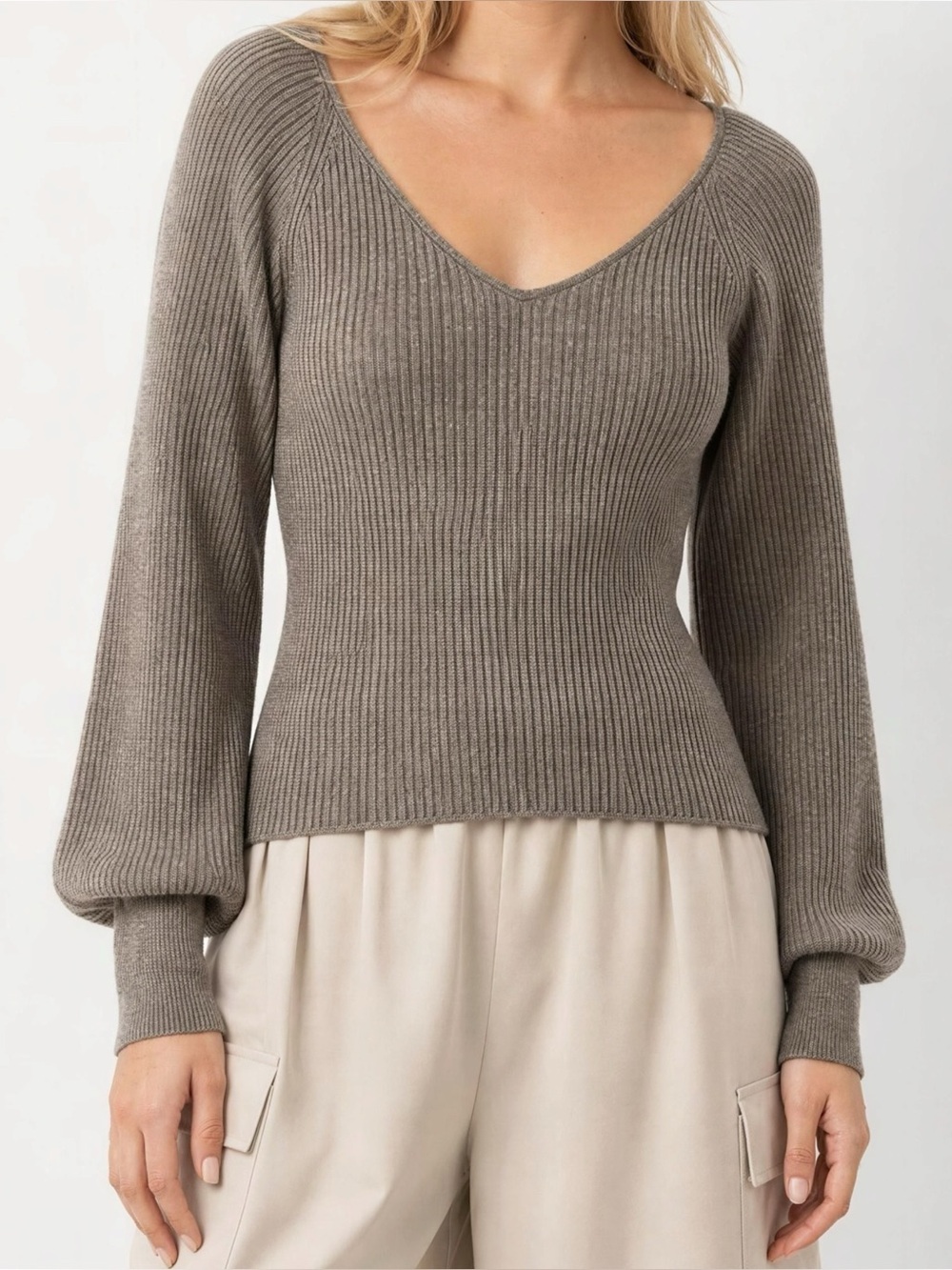 REFORMATION Hart Cashmere Sweater, Cocoa, Medium